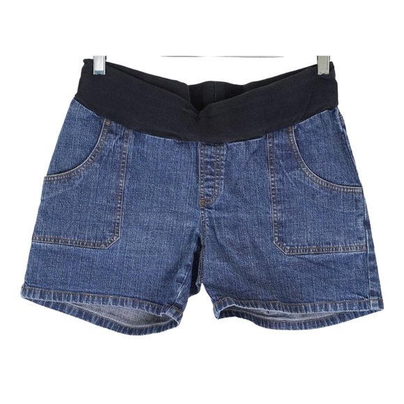 duo Maternity Pants - Duo Maternity Jean Shorts Size S Stretch Blue Denim